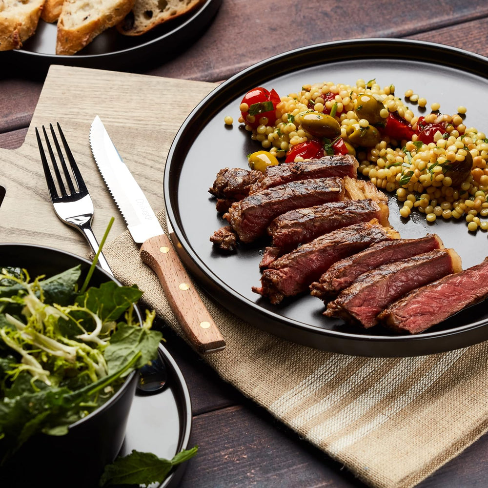 Stone Lain Celina Stoneware 16 Piece Dinnerware Set, Plates and Bowls, Black ...