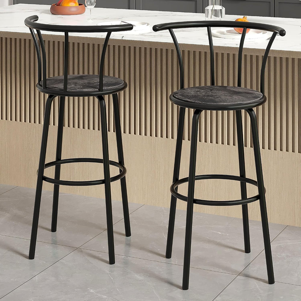 VECELO Swivel Bar Stools Set of 2, Counter Height Chairs, Dark Grey