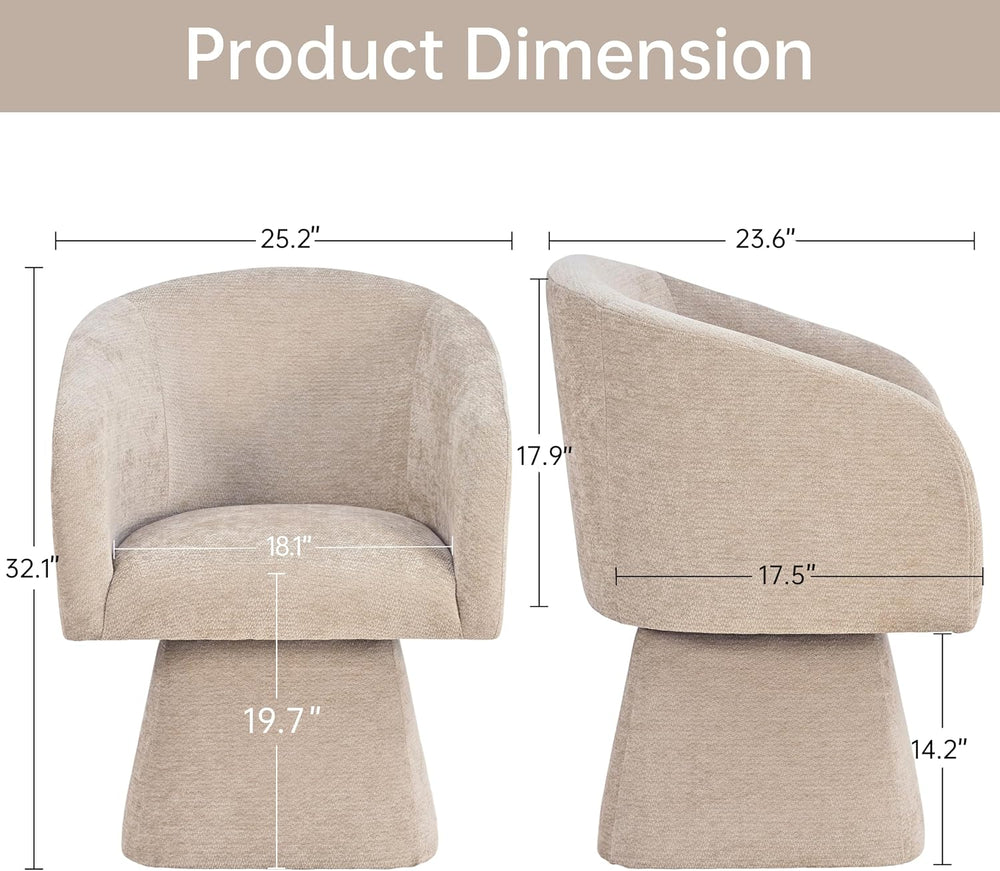 VKNOW Upholstered Swivel Dining Chairs Set of 2 with Barrel Back and Arm