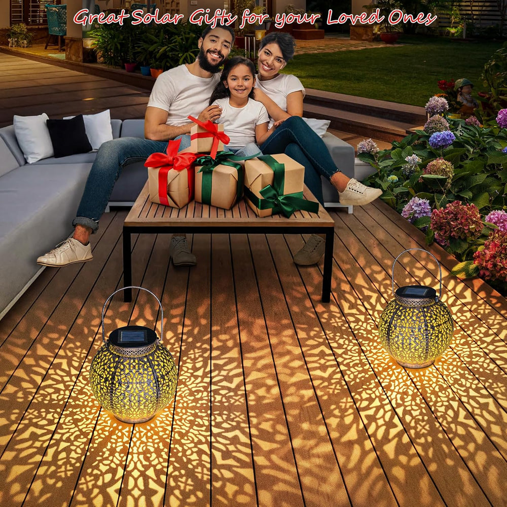 2Pack Solar Outdoor Lanterns Waterproof, Garden Gifts for Mom, Rose Solar Gar...