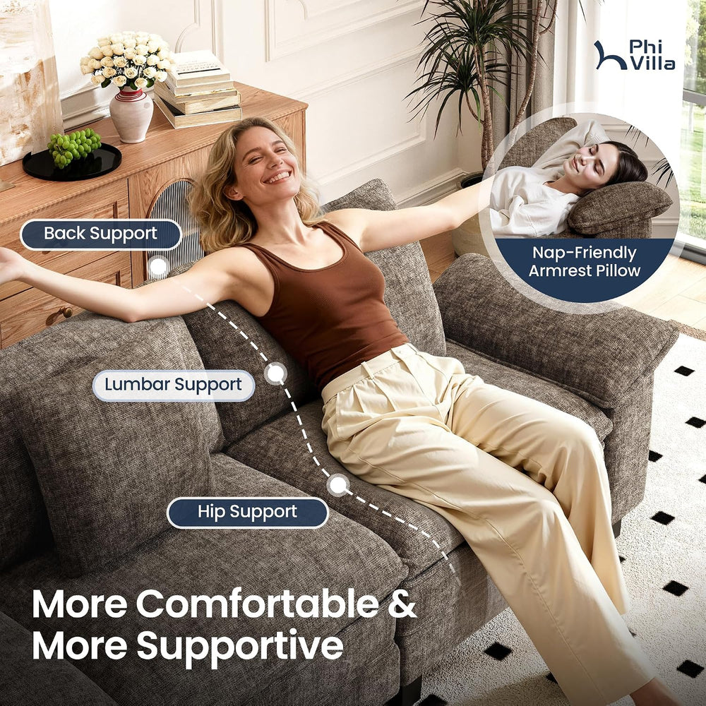 PHI VILLA 2-Piece Modular Loveseat Couch & 3-Seat Sectional Sofa Set