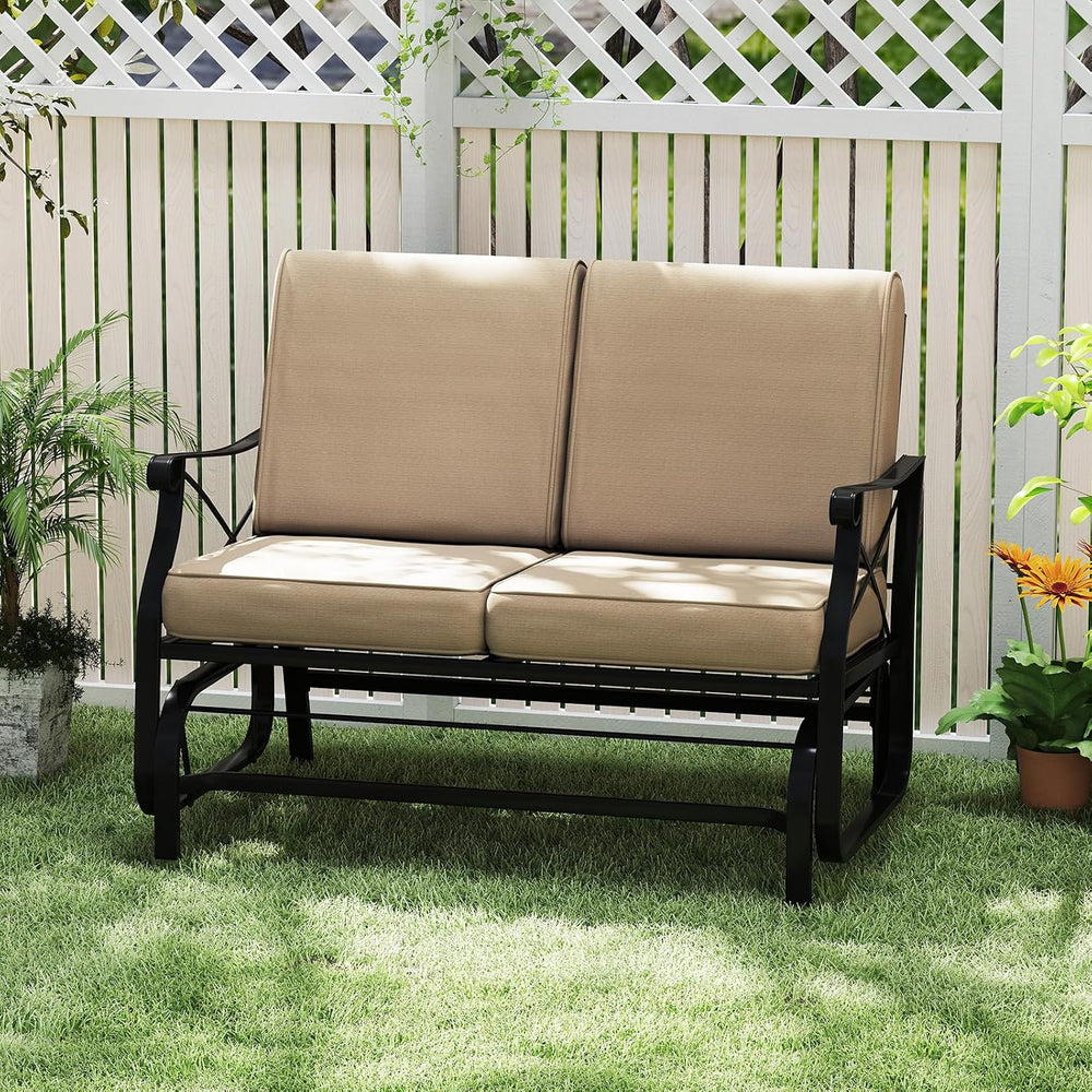 GIANTEX 2-Person Outdoor Glider, Rocking Chair Loveseat with Detachable Thick...