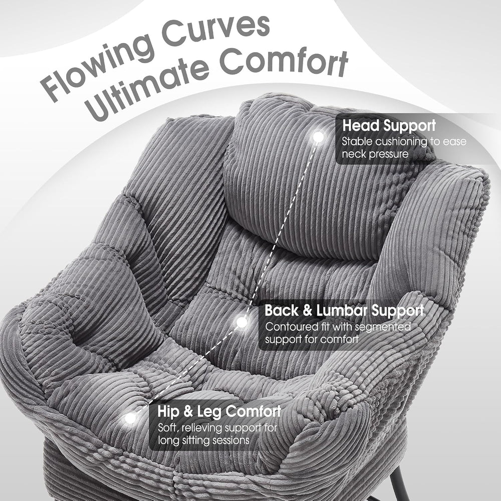 Lazy Chair with Ottoman, Grey