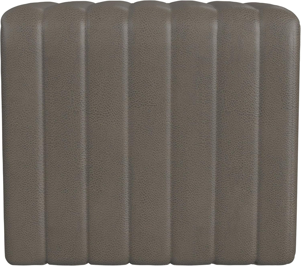 HomePop 19" Modern Channel Tufted Ottoman - Pewter Gray Faux Leather