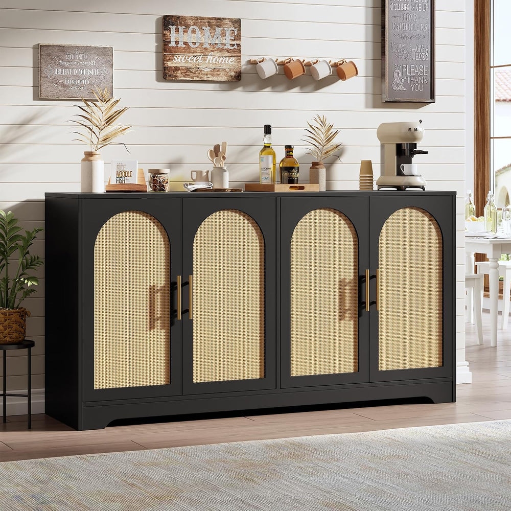 59"W Sideboard Buffet Cabinet, Entryway Cabinet, Coffee Bar Cabinet, Black