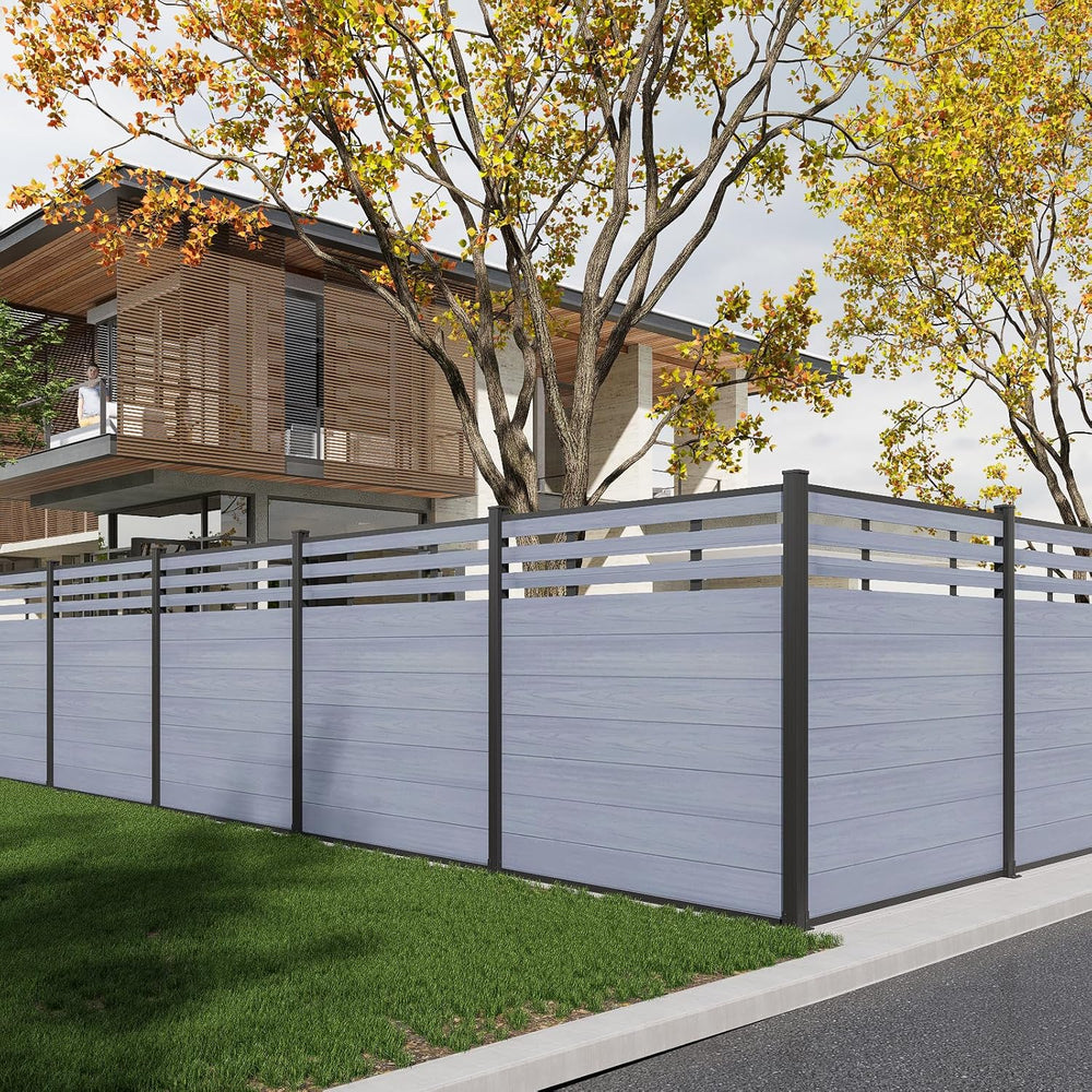 Mondaria Semi-Closed Privacy Fence Panels with 1 Post for Outside, 6ft(W) x 6...