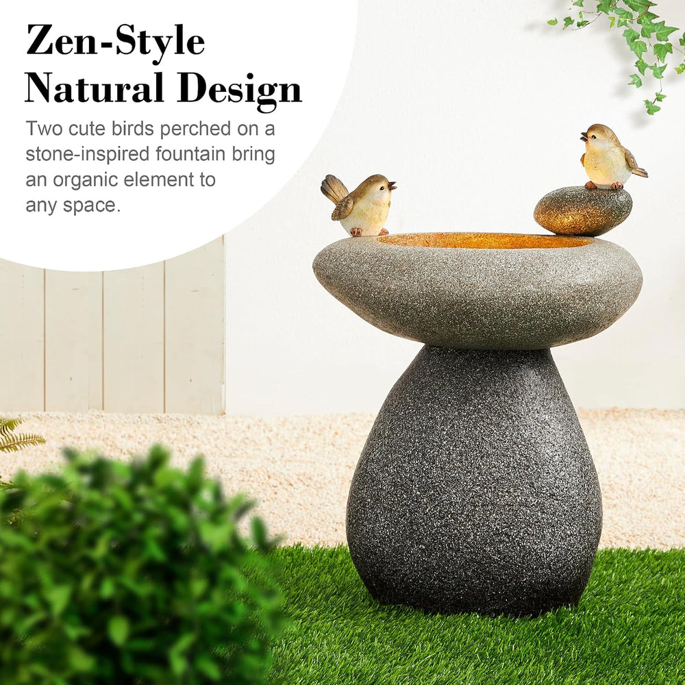 Glitzhome 20.75" H Water Fountain with LED Light and Pump, Zen Style Fau...