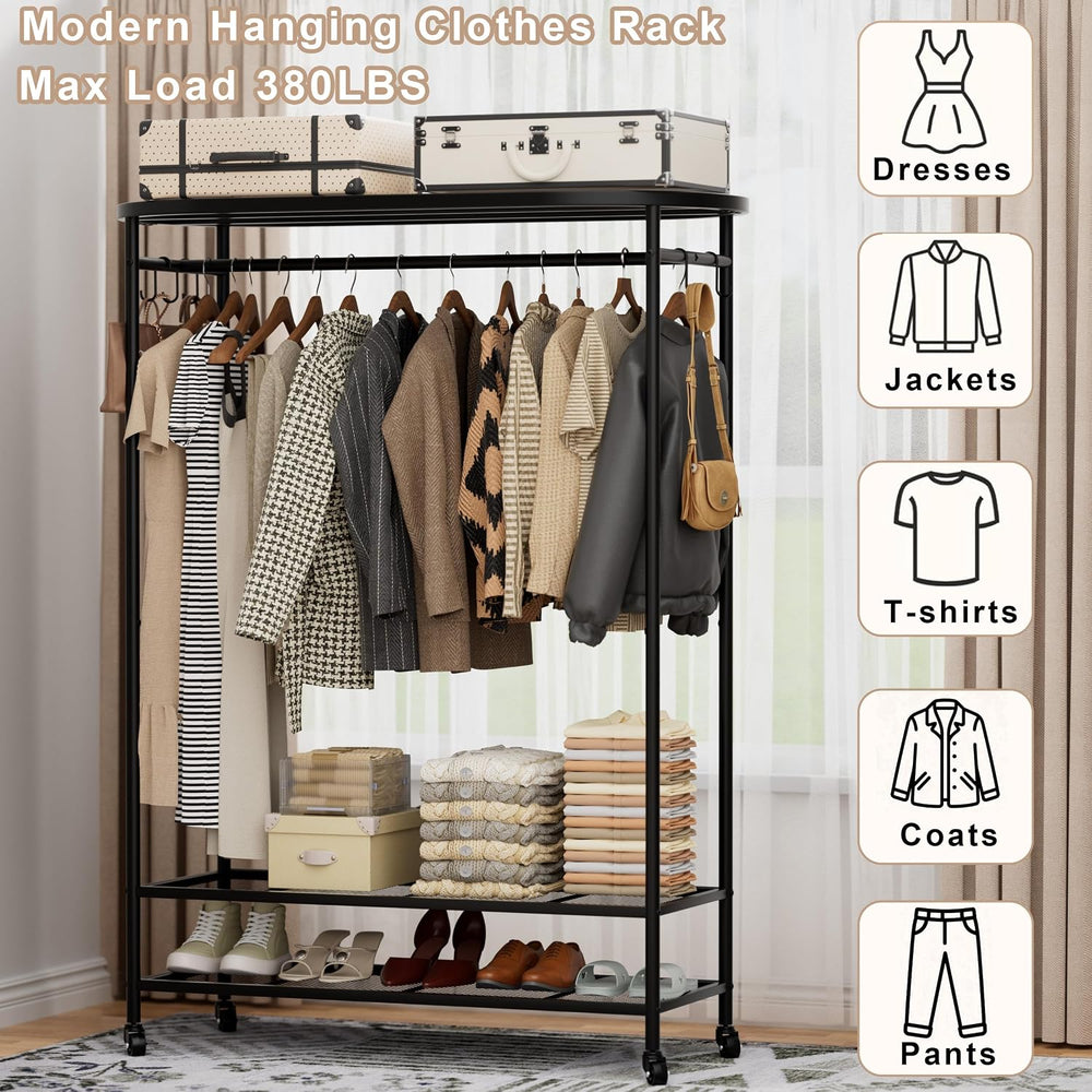 BACEKOLL Clothes Rack with Cover Heavy Duty Rolling Portable Closet 380LBS