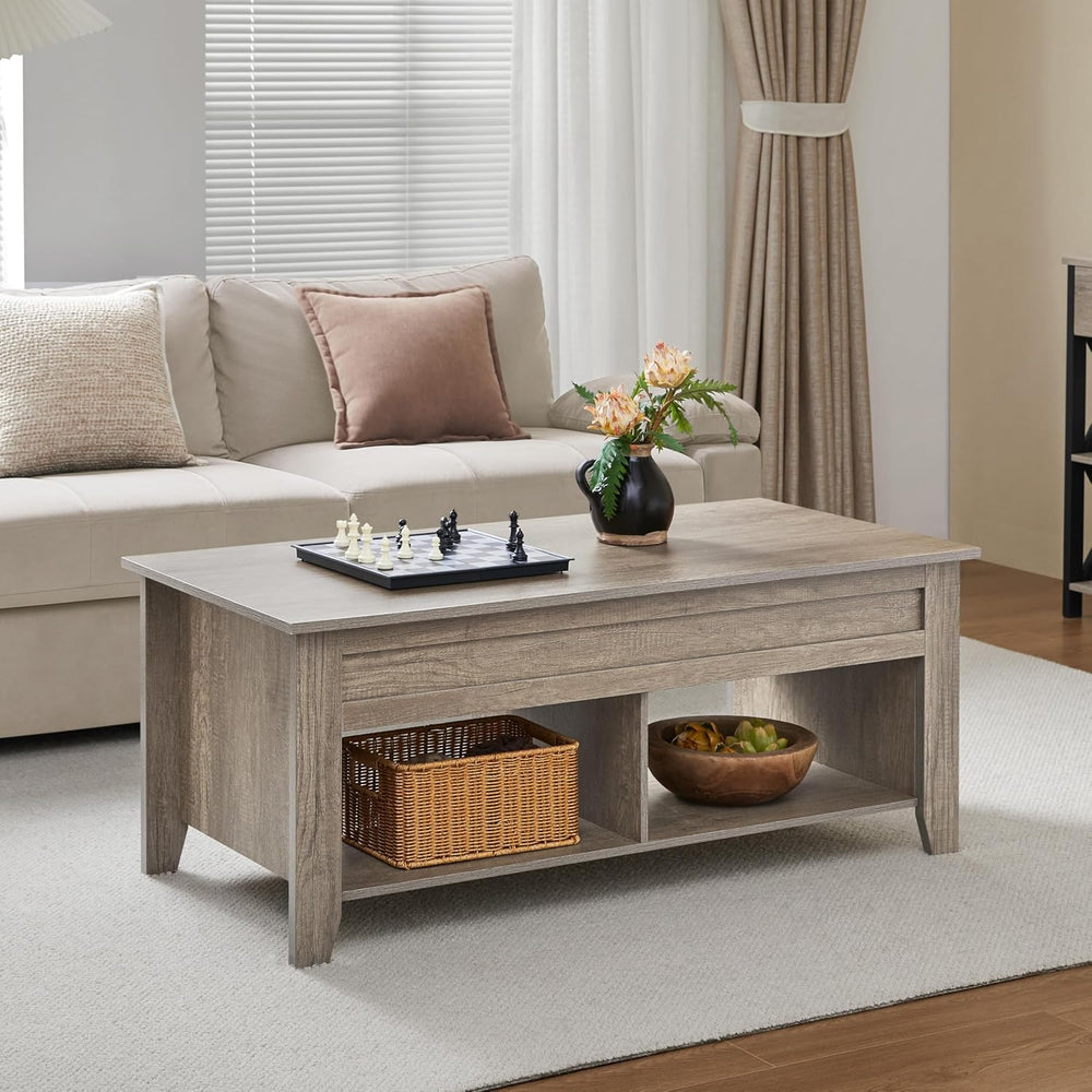 Yaheetech 39.5" Lift Top Coffee Table with Storage Shelf, Gray
