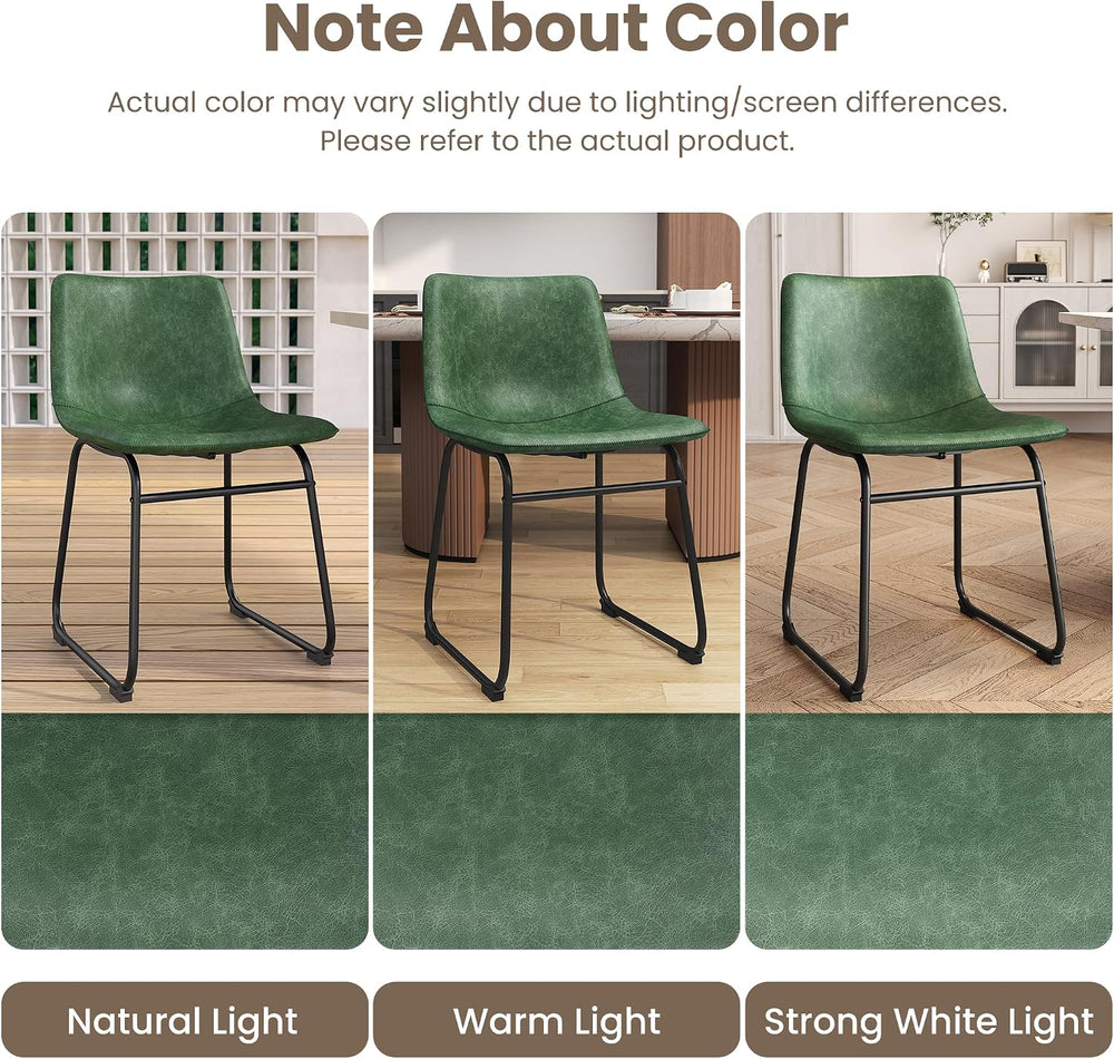 REONEY Dining Chairs Set of 8, 18" PU Leather Dinner Chairs, Green