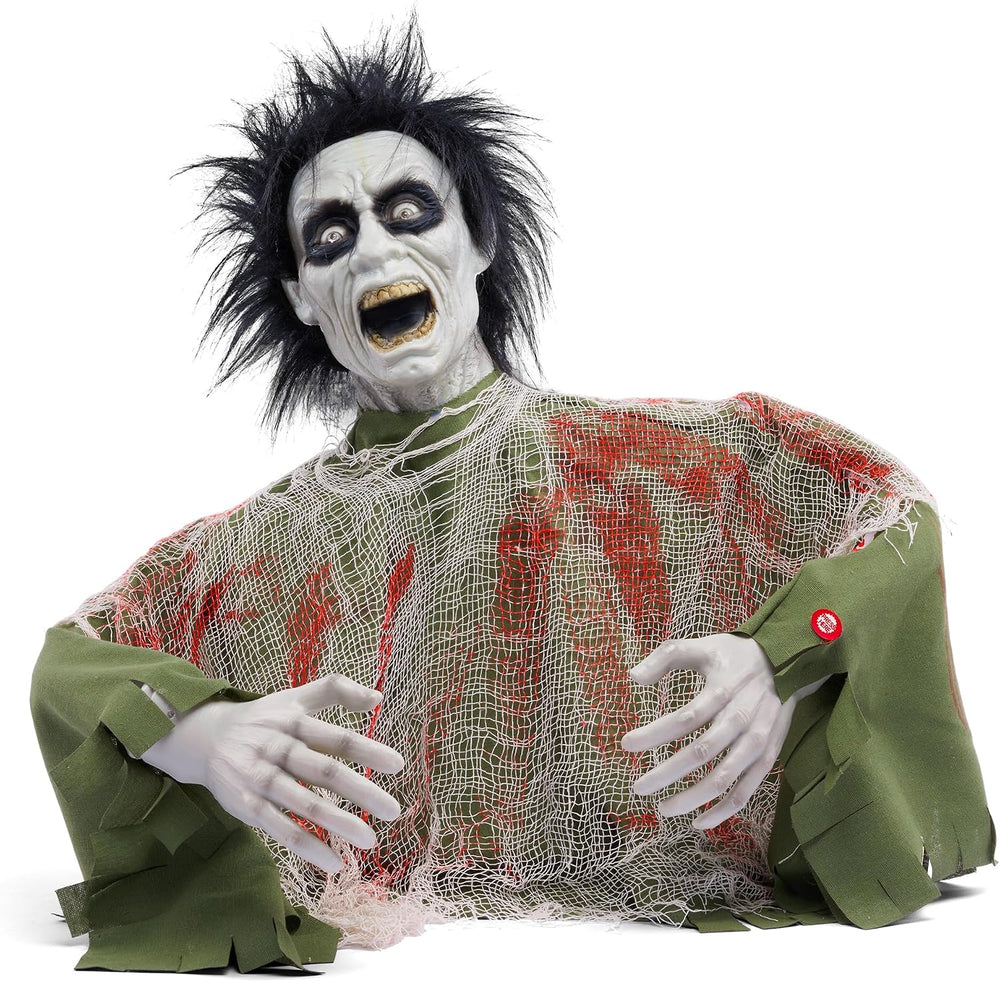JOYIN Halloween Outdoor Decoration Zombie Groundbreaker, Animatronics Zombie ...