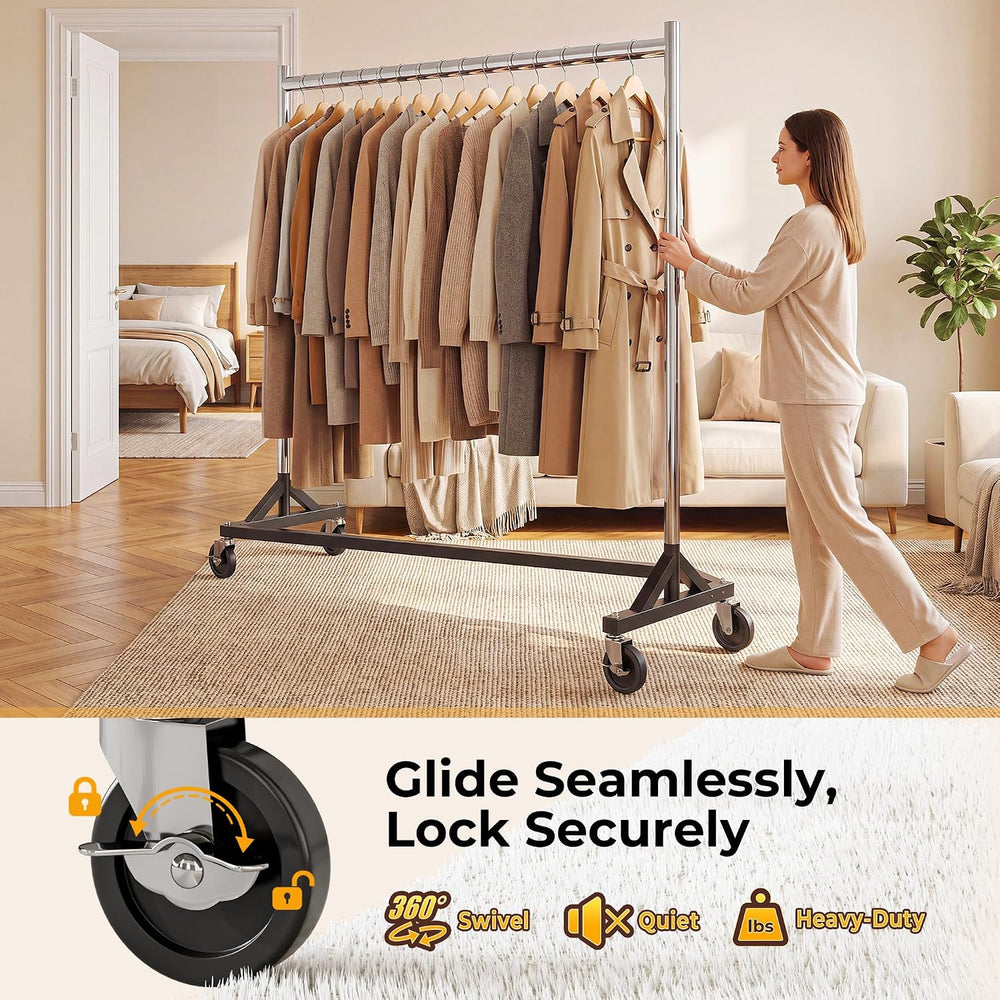 HOKEEPER Clothes Rack Z Rack Heavy Duty Clothing Rack with Lockable Wheels