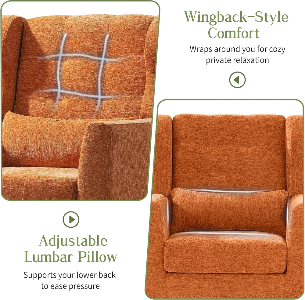 cinkehome Accent Arm Chairs for Living Room, Chenille Upholstered Mordern Arm...