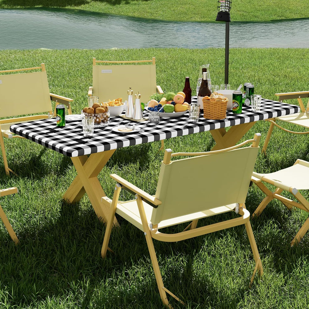 Smiry 6 Foot Picnic Table Cloth 6 Pack, Elastic Fitted Polyester Tablecloth
