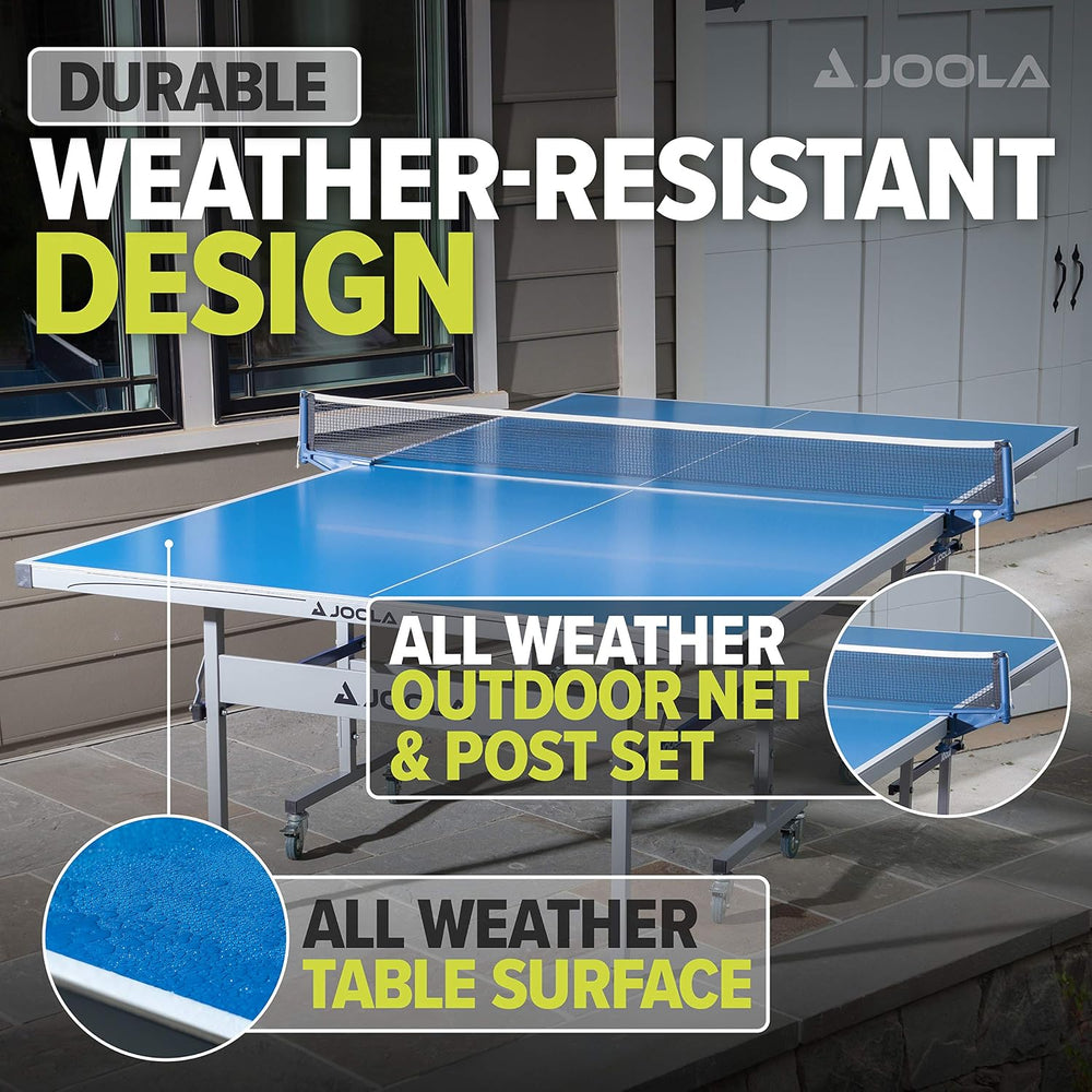 JOOLA NOVA Outdoor Ping Pong Table with Waterproof Table Tennis Net Set - Qui...