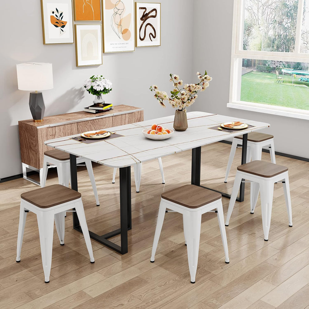 Changjie Furniture 18 Inch Stools Metal Dining Chairs Set of 4 Stackable Scho...