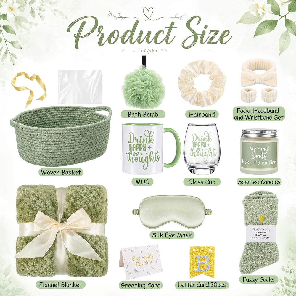 Zopeal Gift Basket Set for Women Birthday Relaxing Spa Care,Green