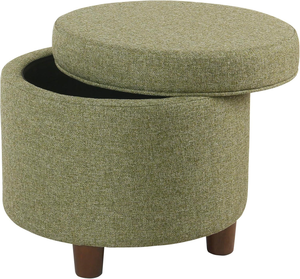 HomePop 19" Round Storage Ottoman - Green Tweed