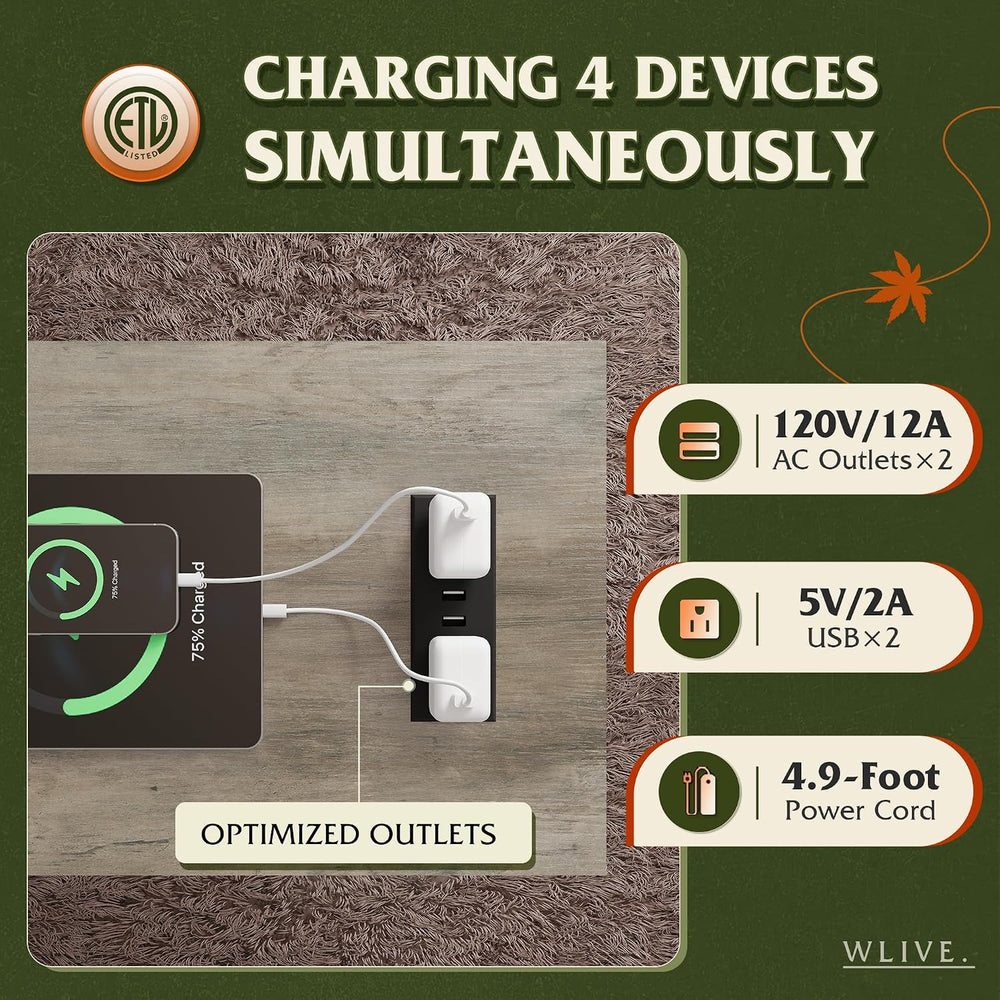 WLIVE Narrow End Table with Charging Station Farmhouse Side Table Slim