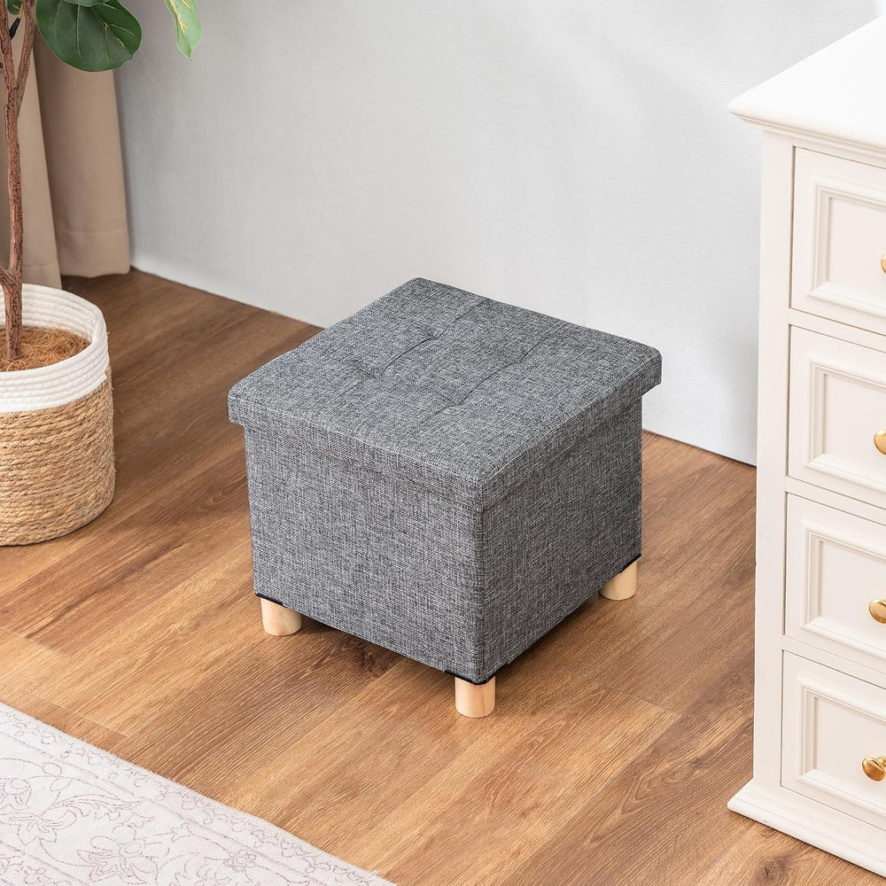 Asense Small Storage Ottoman,Foldable Foot Stool with Reversible Tray Lid and...
