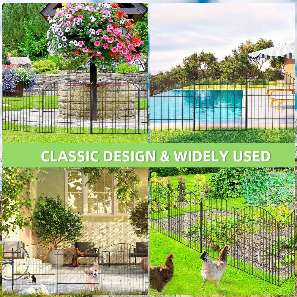 Decorative Garden Fence, 32in (H) x 12ft(L) No Dig Fence with Gate