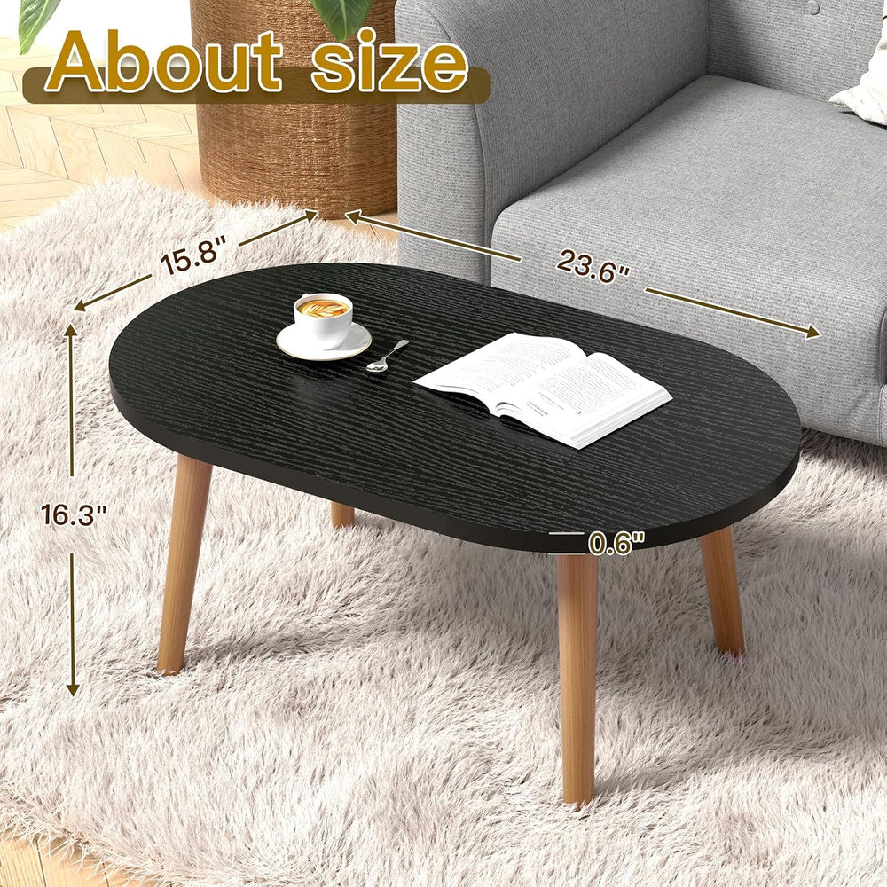 23.6" Small Coffee Table for Small Space, Mini Low Oval Coffee Table