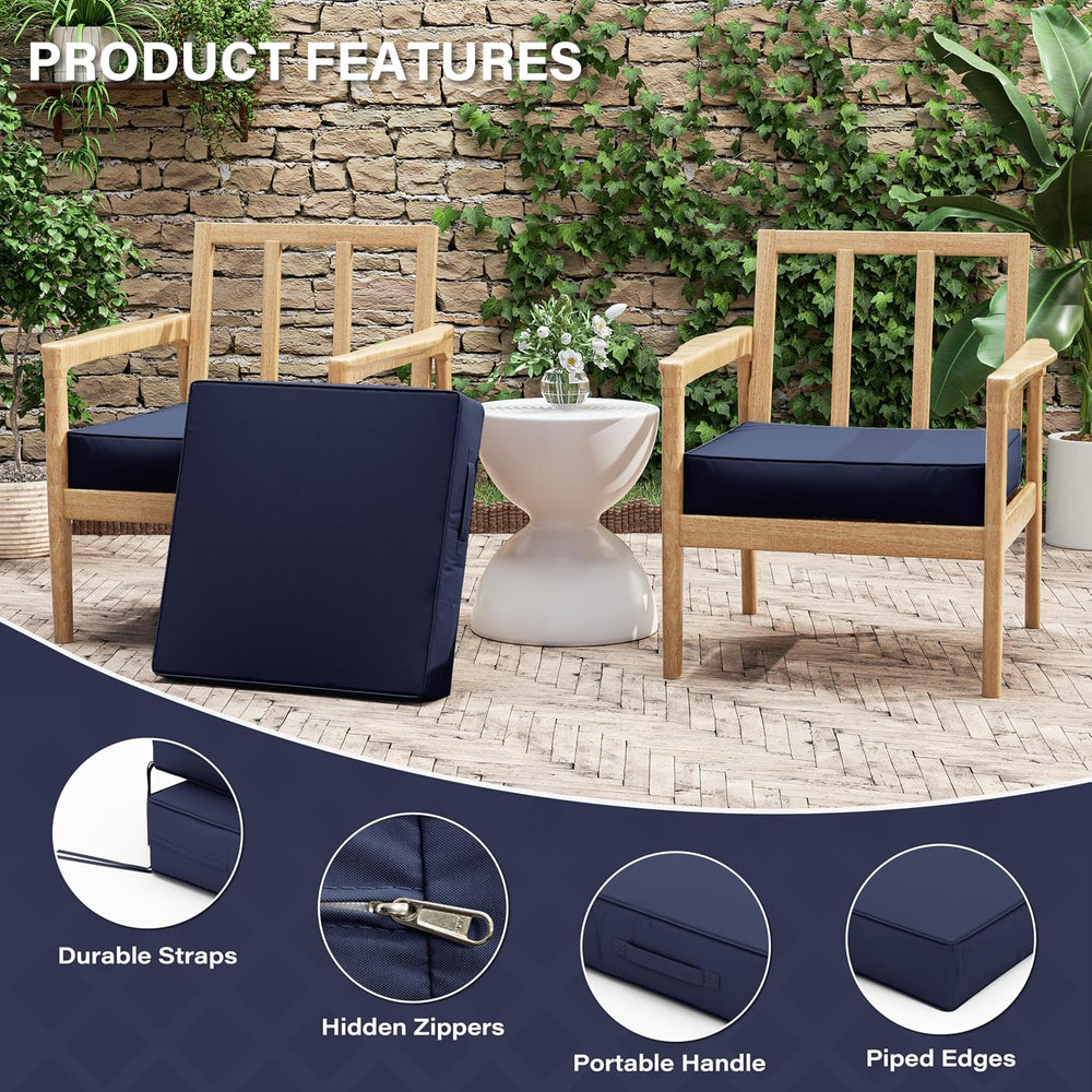 Patio Chair Cushions 22 x 22 x 4 Inch Waterproof Outdoor Seat Cushions for Pa...