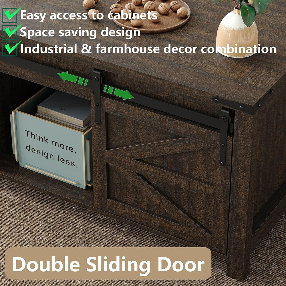 Furnihold 47.3'' Lift Top Coffee Table Rectangle Farmhouse Coffee Tab...