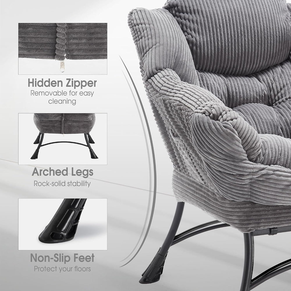Lazy Chair with Ottoman, Grey