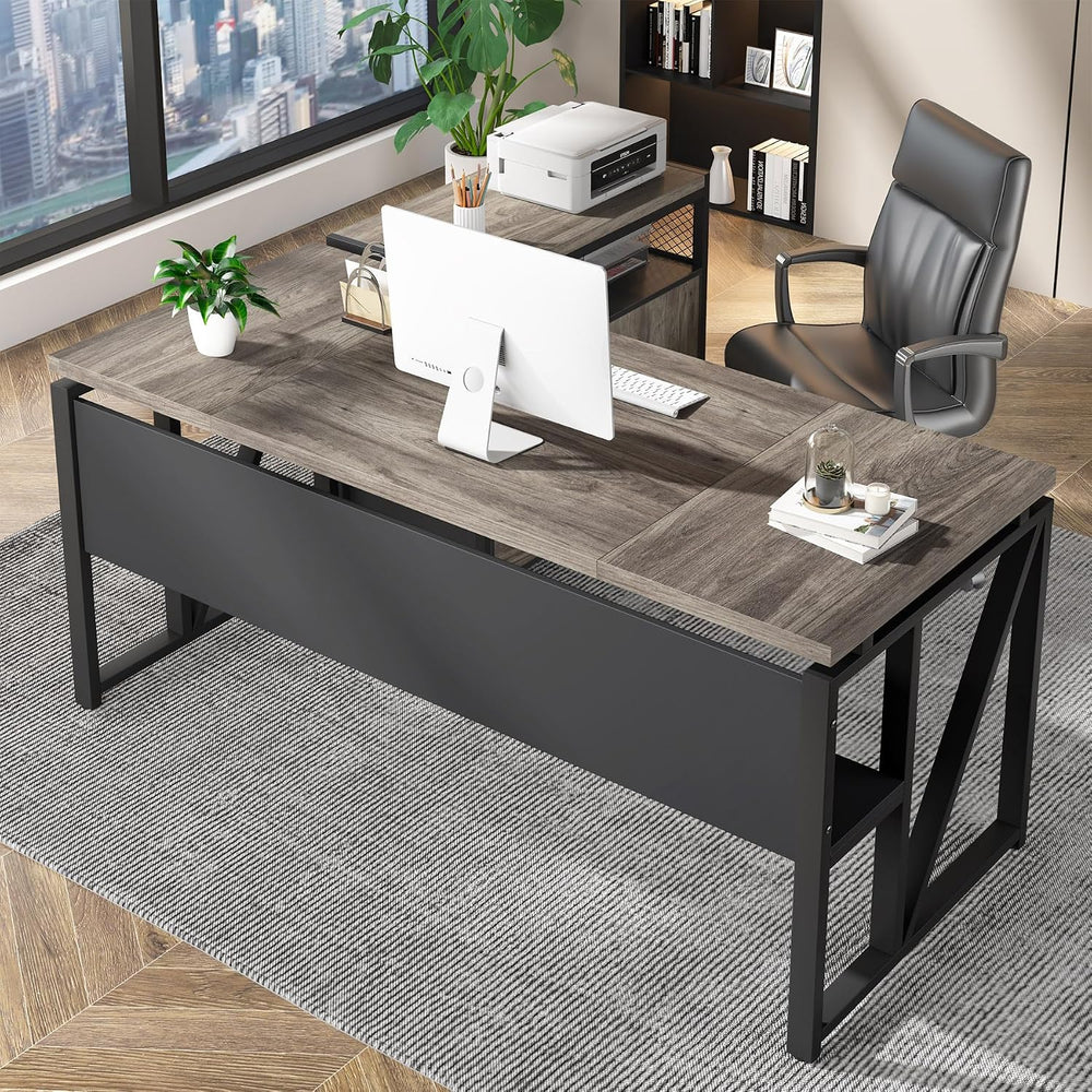 Tribesigns 63 inches Computer Desk with Bottom Storage Shelf Home Office Desk...