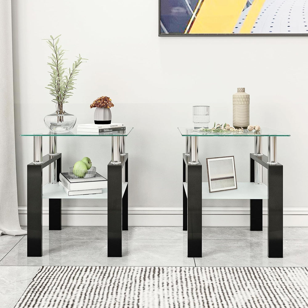 3 Piece Living Room Table Set, Glass Coffee Table Set of 3, Coffee Table Set ...
