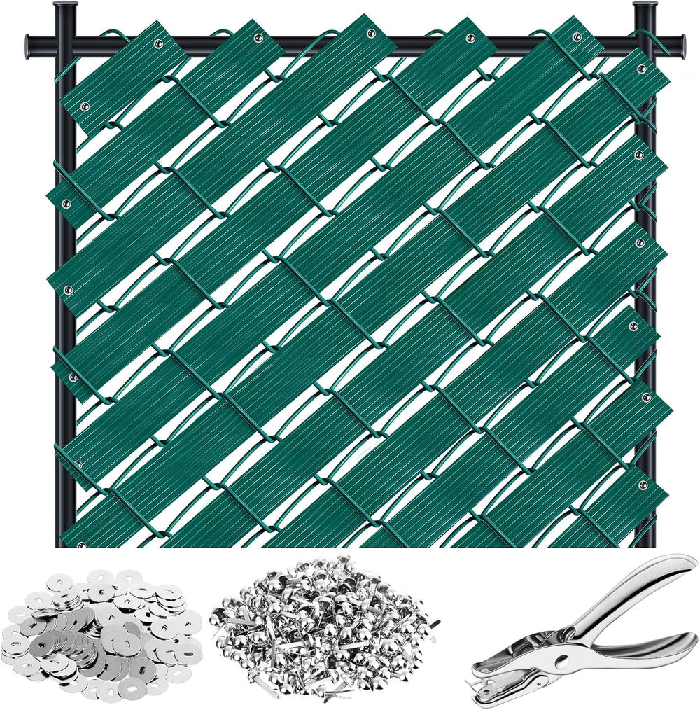 302 Pcs Chain Link Fence Privacy Slats with Fasteners, Green