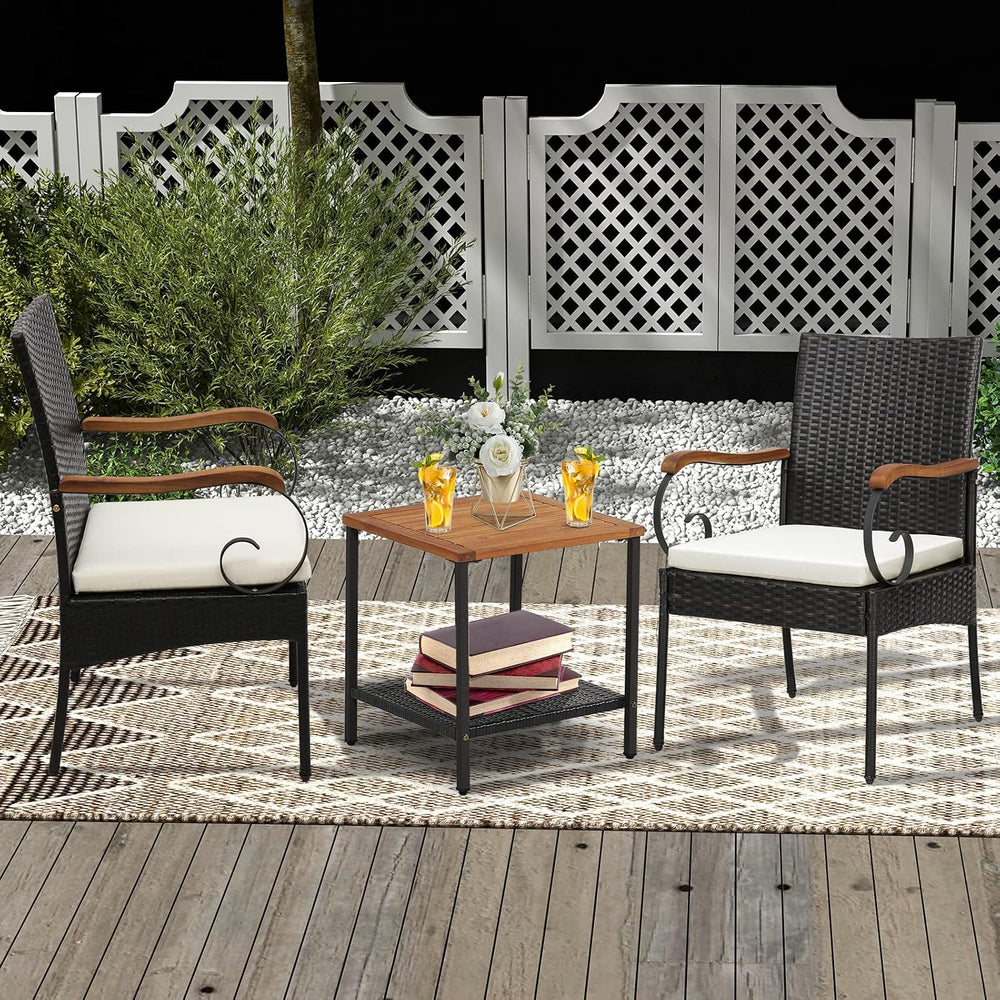 Tangkula Patio Wicker Chairs Set of 4, All Weather Heavy Duty Outdoor PE Ratt...