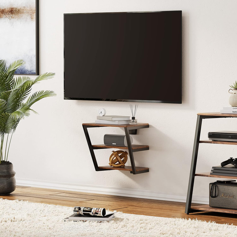 FITUEYES Design Floating Wall Shelves Entertainment Center Wooden AV Media Sh...
