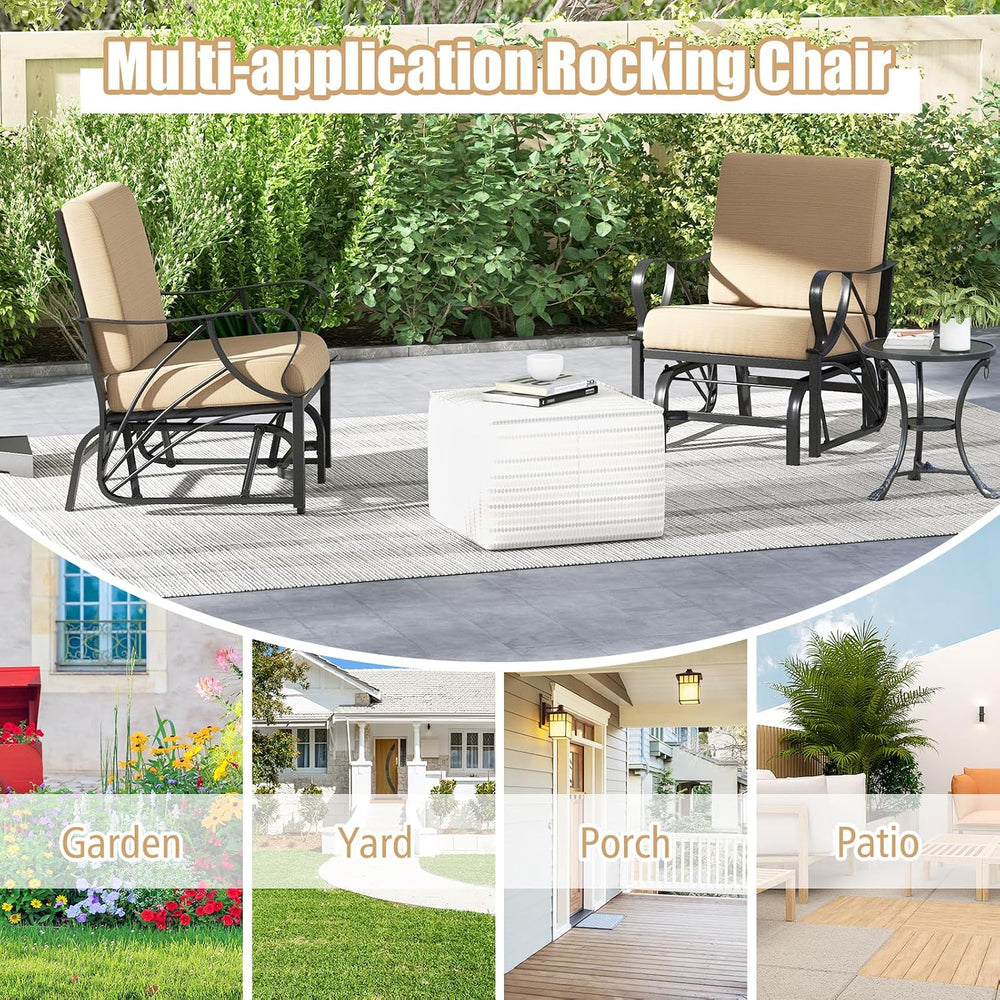 GIANTEX Patio Glider, Outdoor Rocking Chair with Thick Cushion