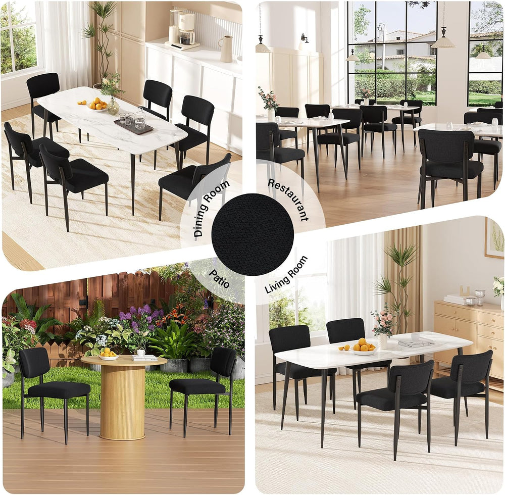 Modern Dining Chairs Set of 6, Fabric Kitchen Chairs,Black