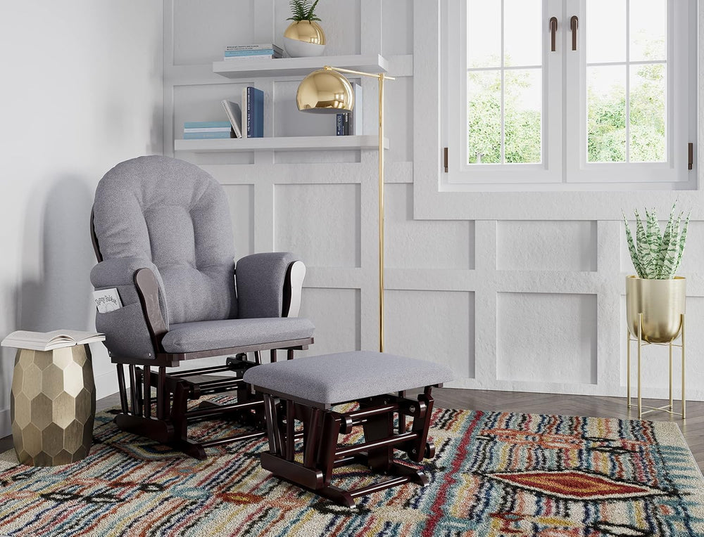 Storkcraft Premium Hoop Glider & Ottoman, Espresso/Gray Swirl