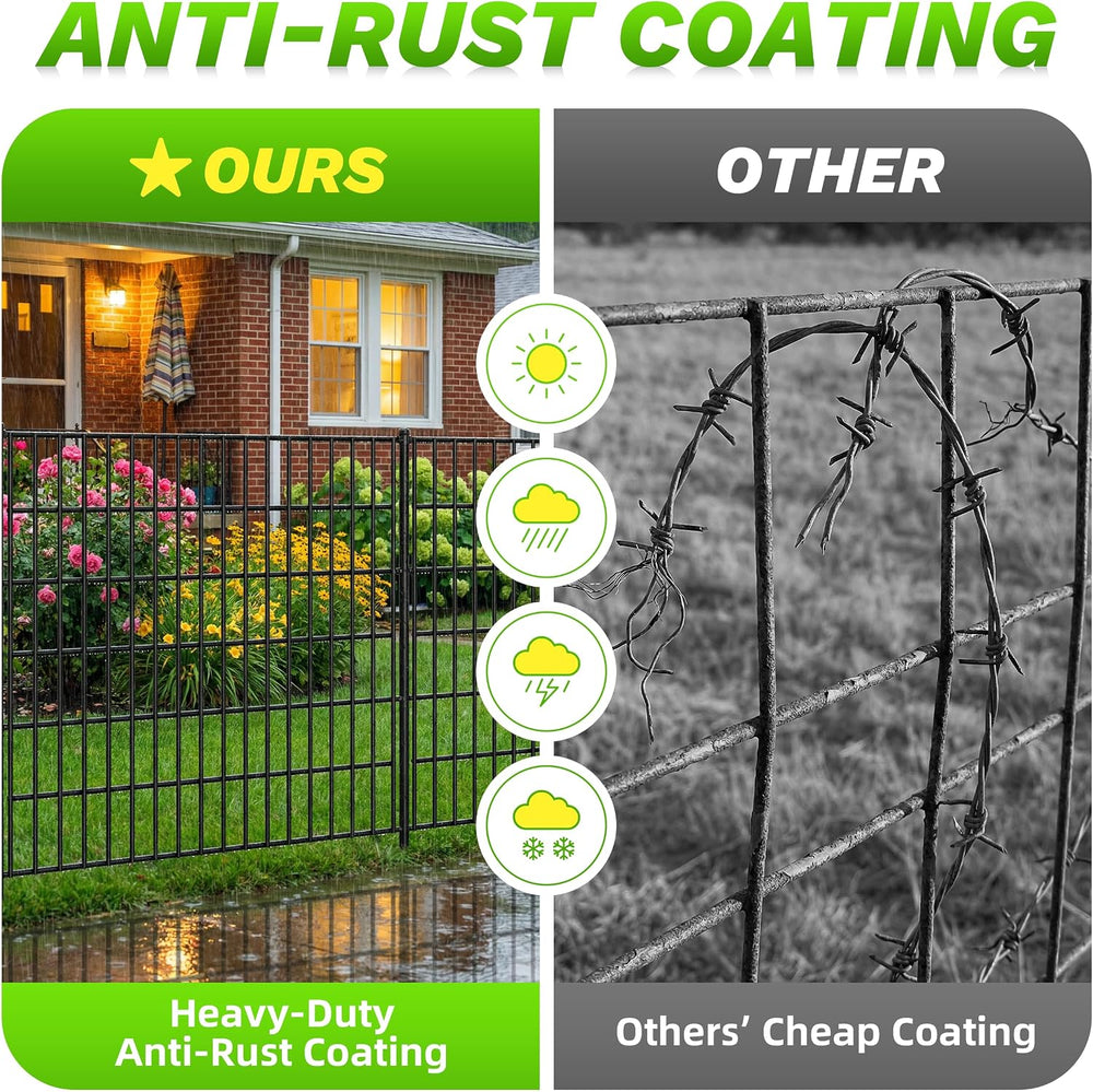 Toolterritary 10 Panels No Dig Decorative Garden Fence with Gate, 40in(H) x 2...