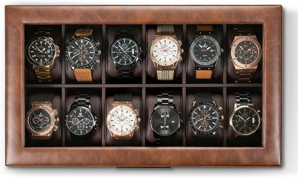 Glenor Co Watch Box for Men - 12 Slot Luxurious & Masculine Watch Case, S...