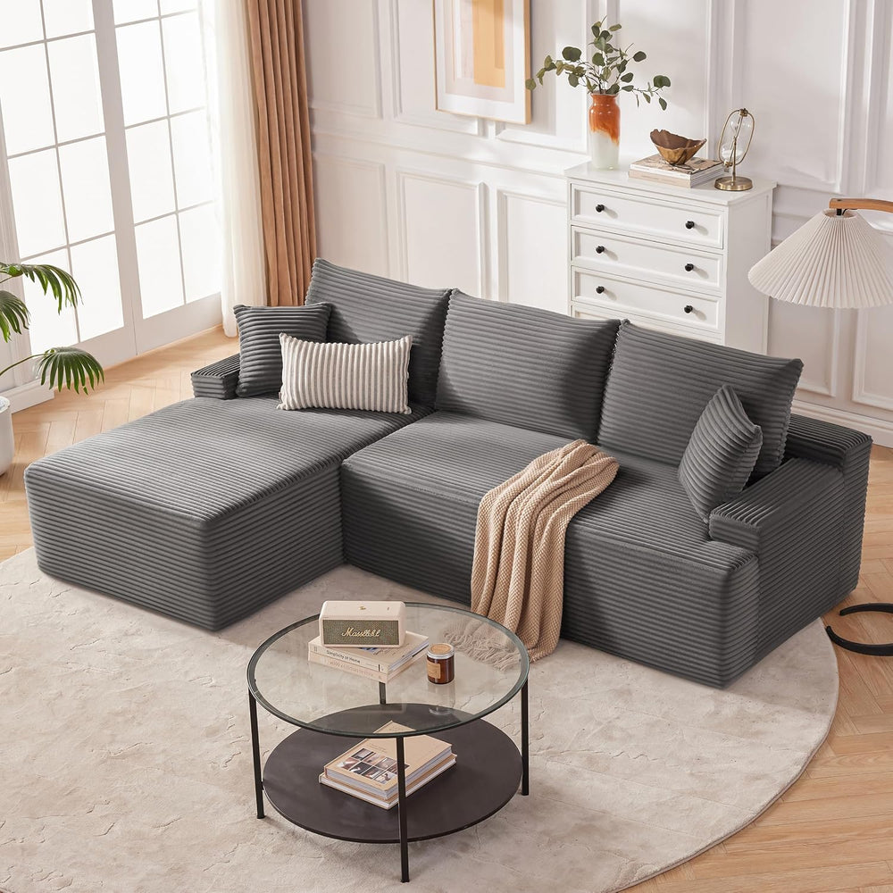 Mangodan Cloud Sectional Sofa, Boneless Couch for Living Room, Dark Grey