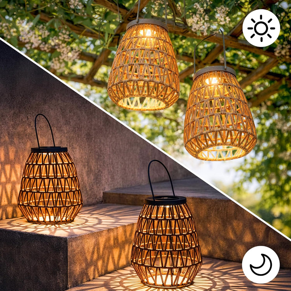 Scentsationals Fusion 2-Pack Cordless Outdoor Woven Solar Lanterns