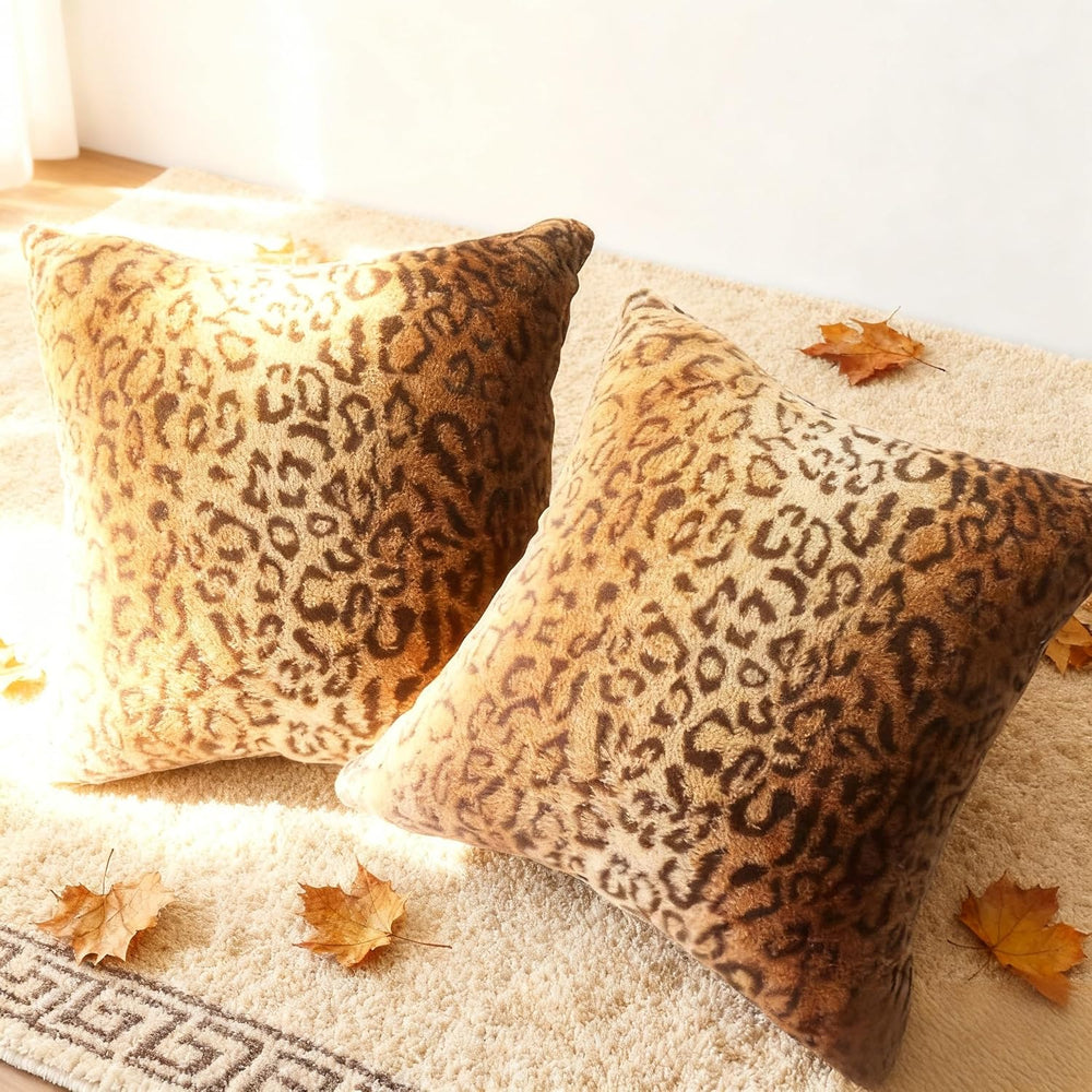 Faux Fur Throw Pillows Decorative Square Couch Pillow Covers 18x18 Brown