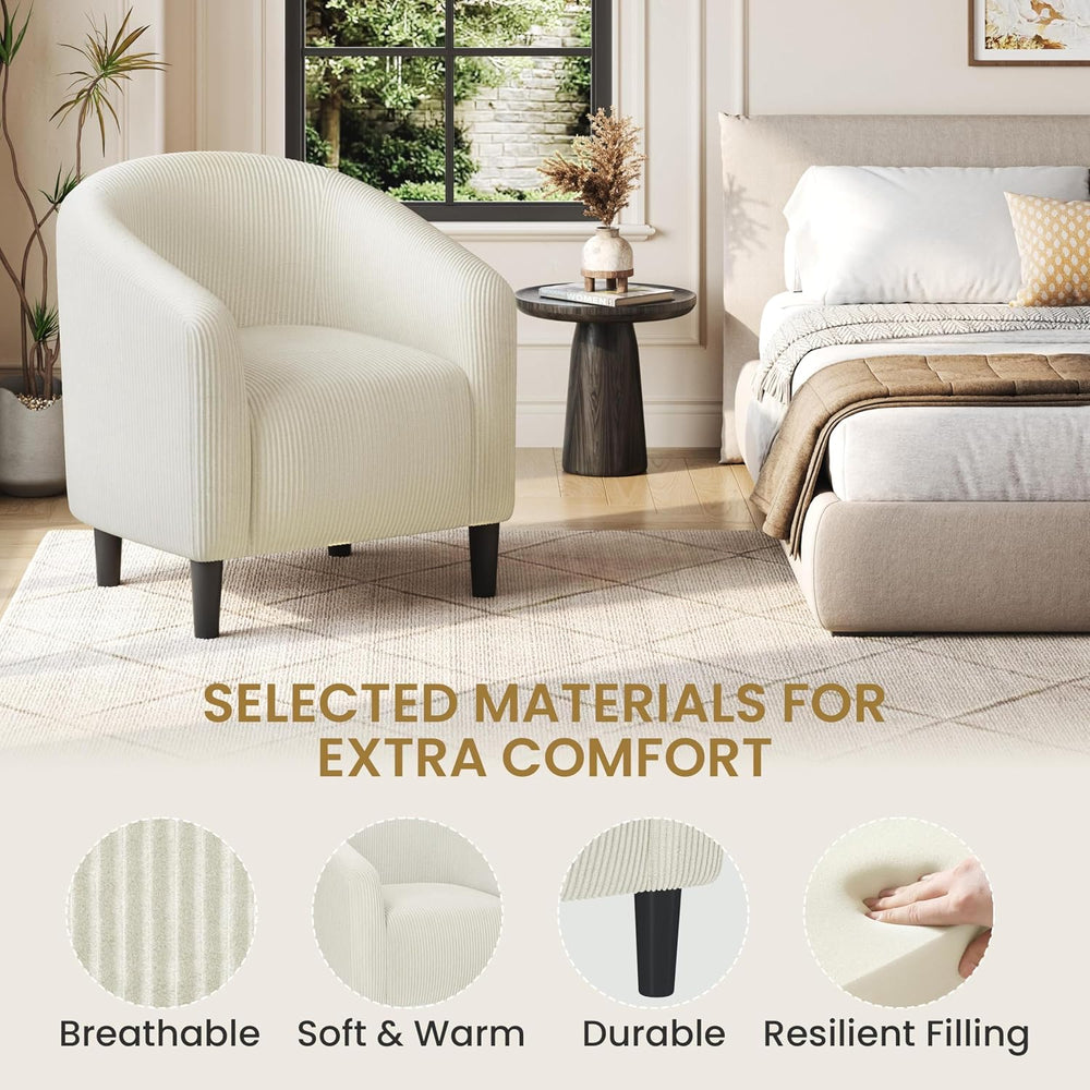 Yaheetech Compact Corduroy Accent Chairs Set of 2 for Small Spaces, Beige