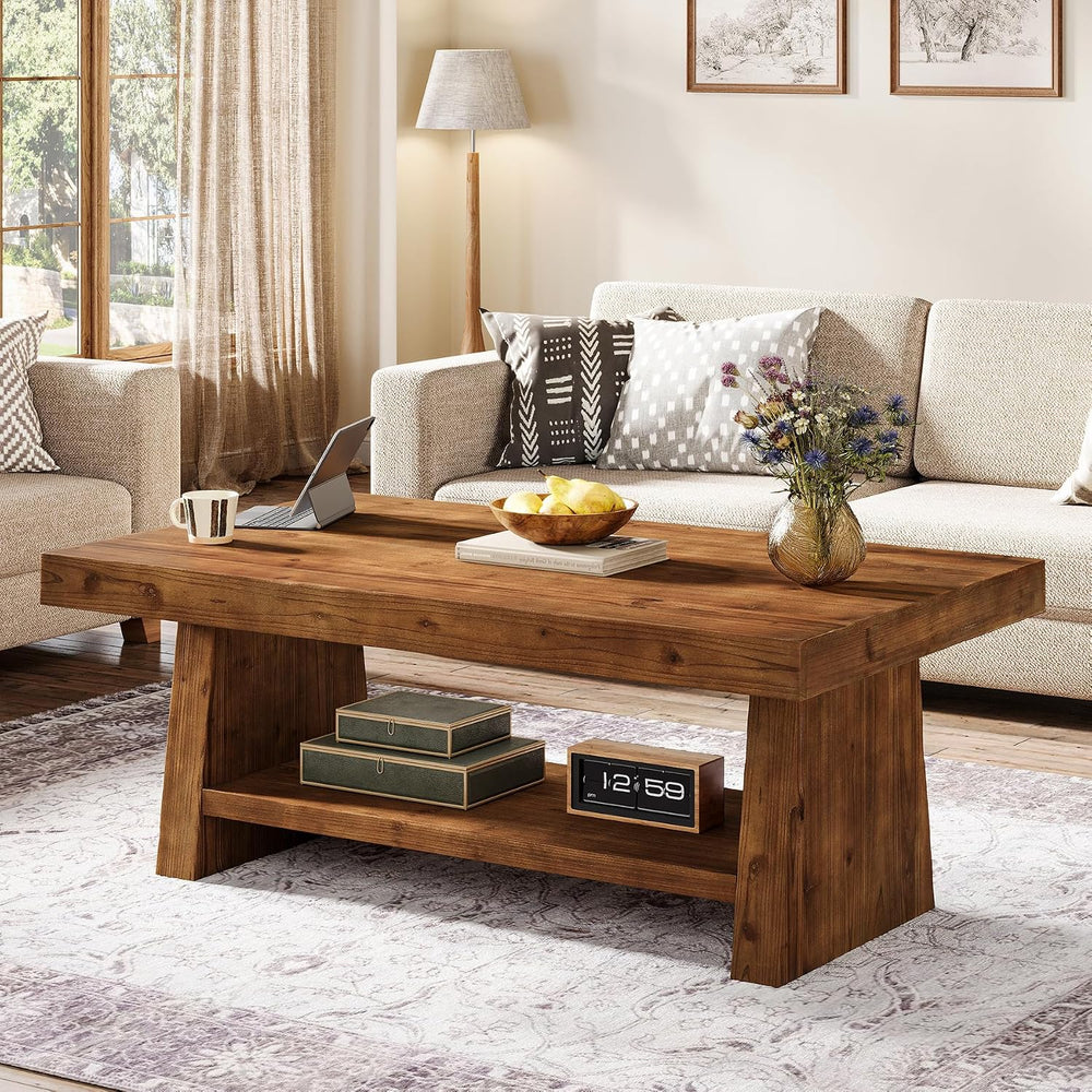 47" Farmhouse Solid Wood Coffee Table for Living Room