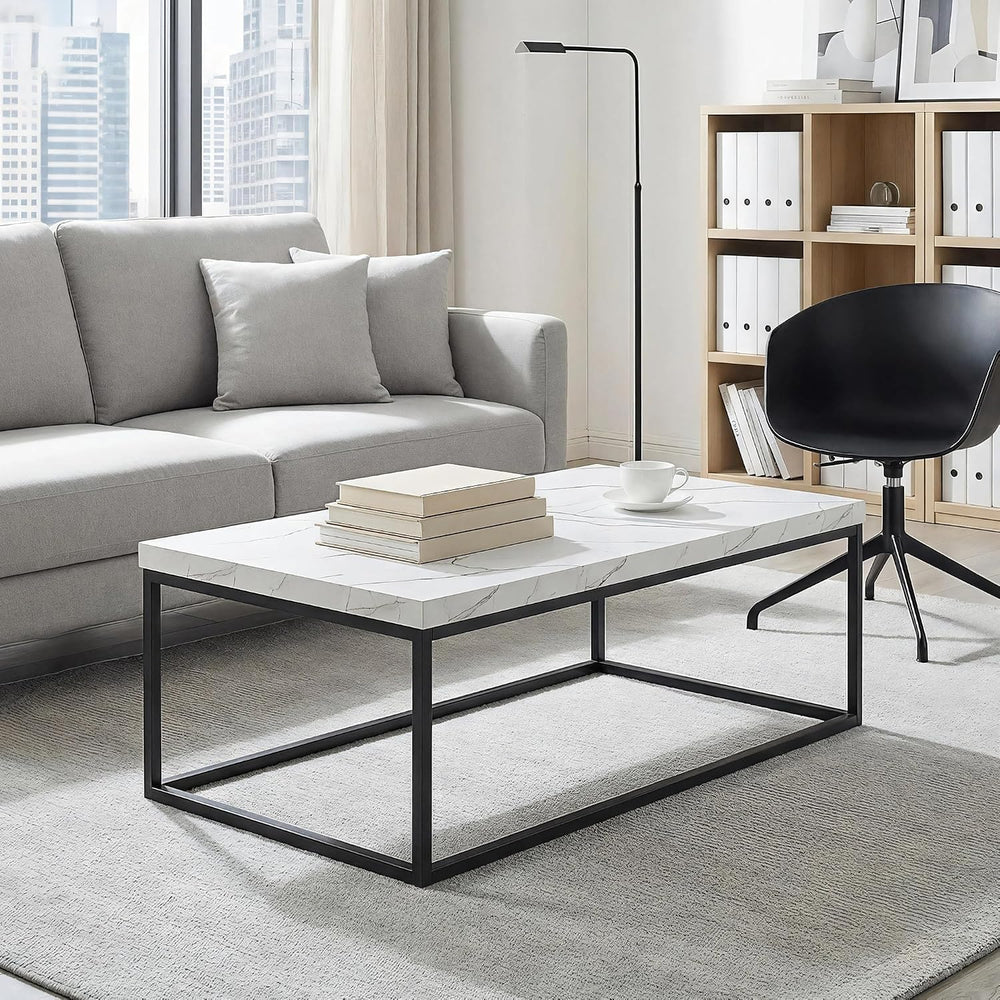 CENSI 47-Inch White Marble Coffee Table/Center Table