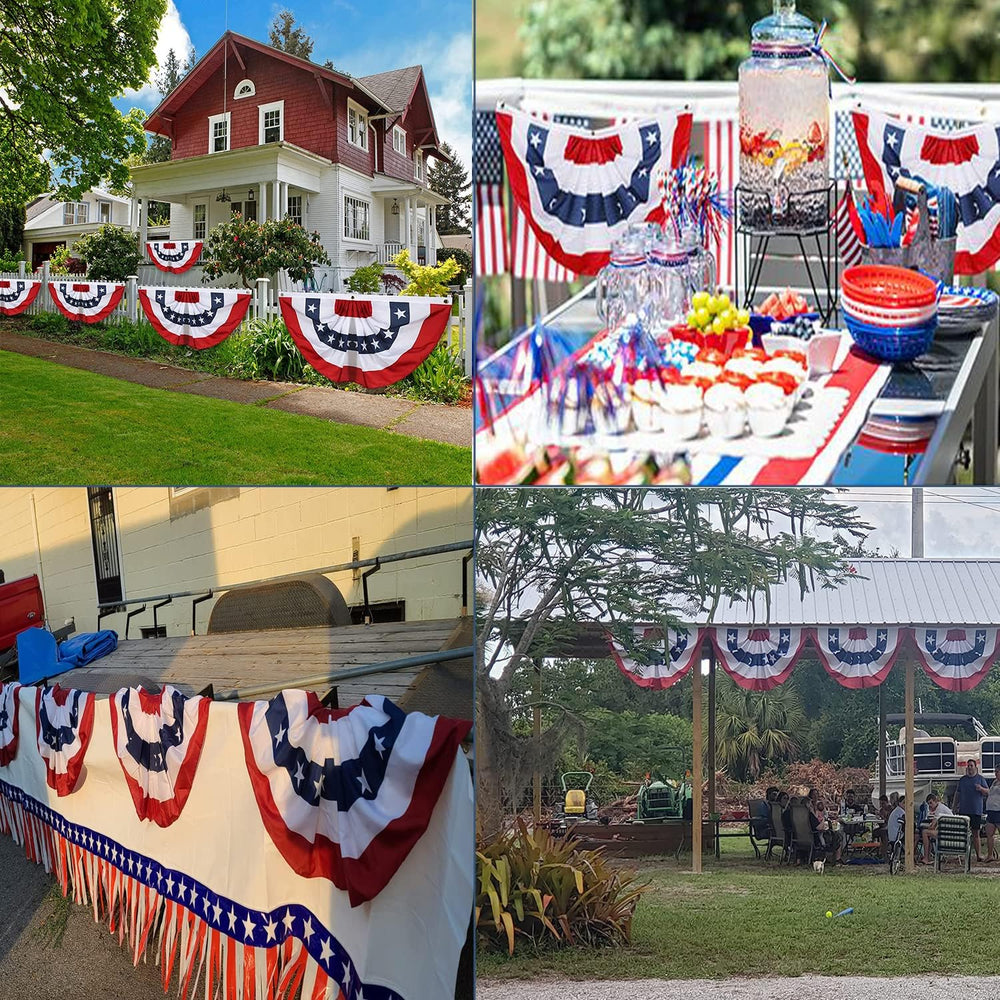 3x6 Ft USA Pleated Fan Flag, American US Flag Bunting for Outside, Patriotic ...