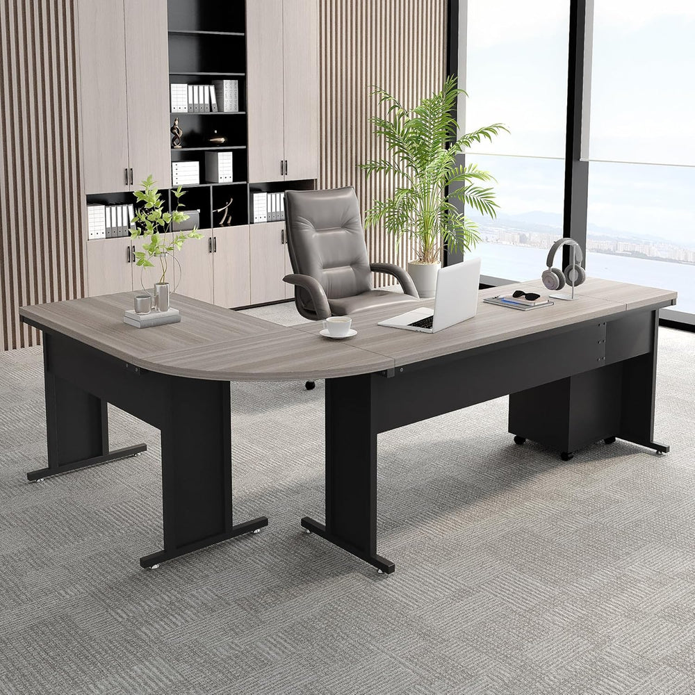 Tribesigns 83" L-Shaped Executive Desk, Large Office Desk with Drawes, I...