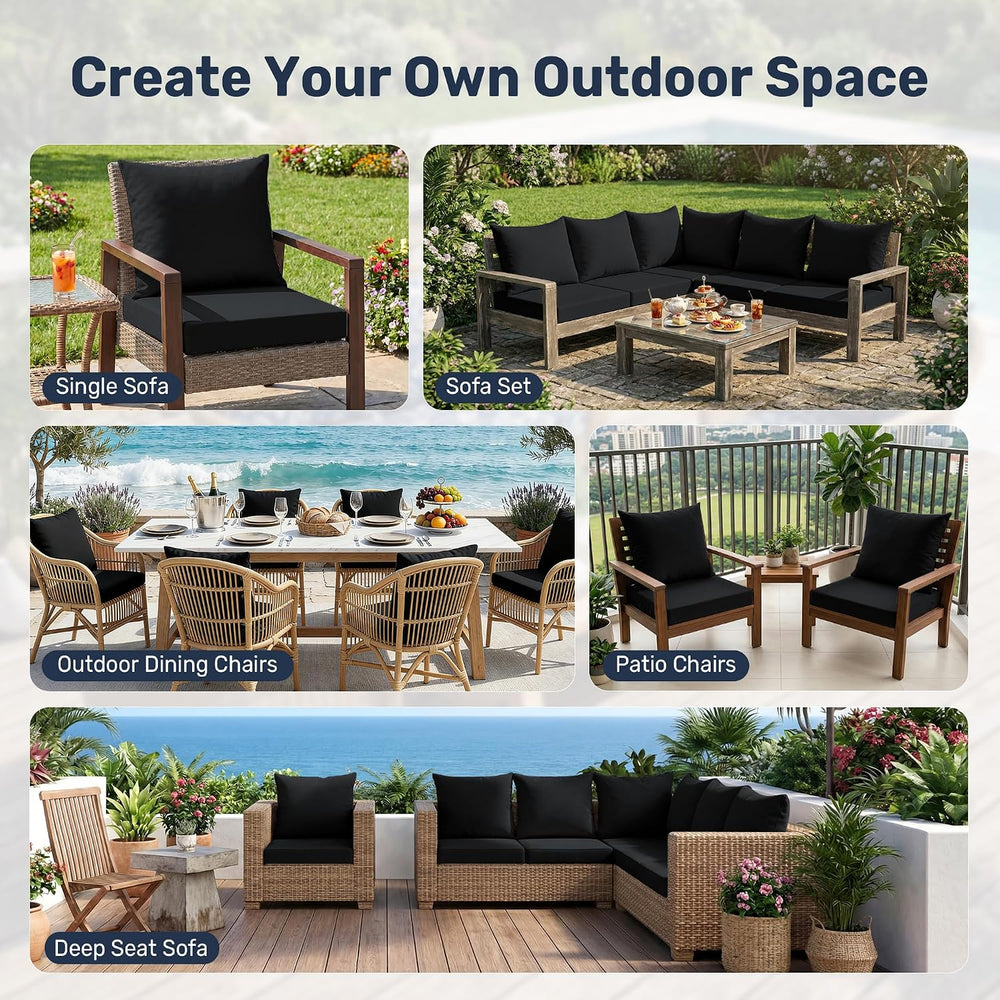 UNIKOME Outdoor Seat Cushions 24 X 24 Inch - Water-Resistant & Fade Resis...