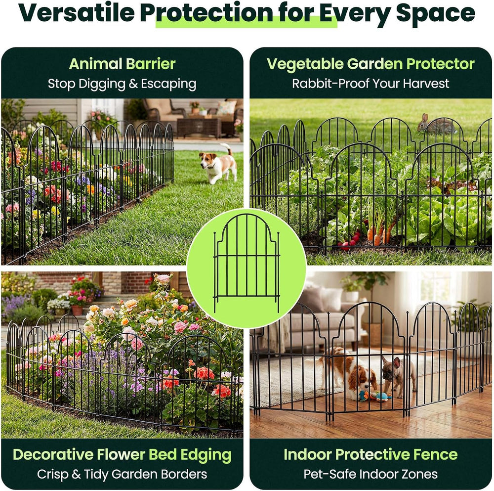 Decorative Garden Fence Panels 19 Pack - 16in (H) x 20ft Metal Animal Barrier...