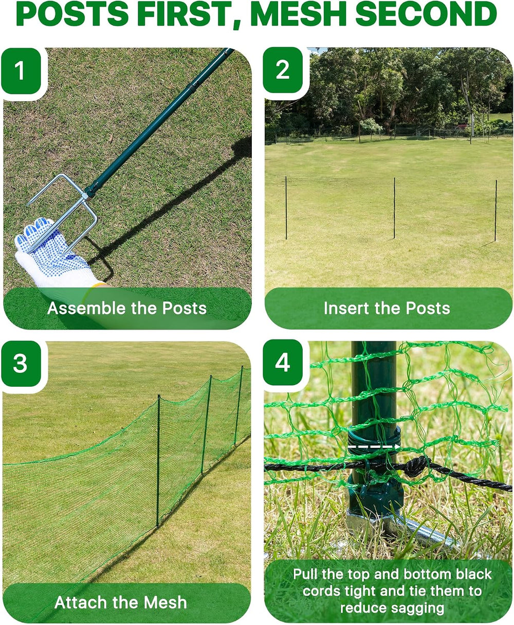 Temporary Fence with Metal Posts for Garden and Yard, 40" x 50'